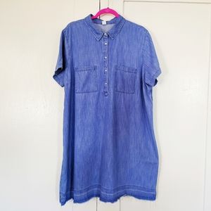 Old Navy Denim Shirt Dress Raw Hem